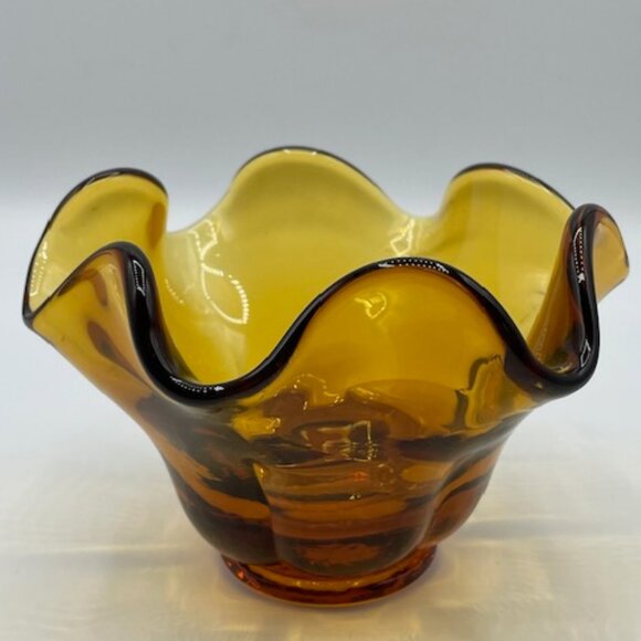 LE Smith Glass #4101 Amber Simplicity Nappy Dish 5" - Picture 1 of 8